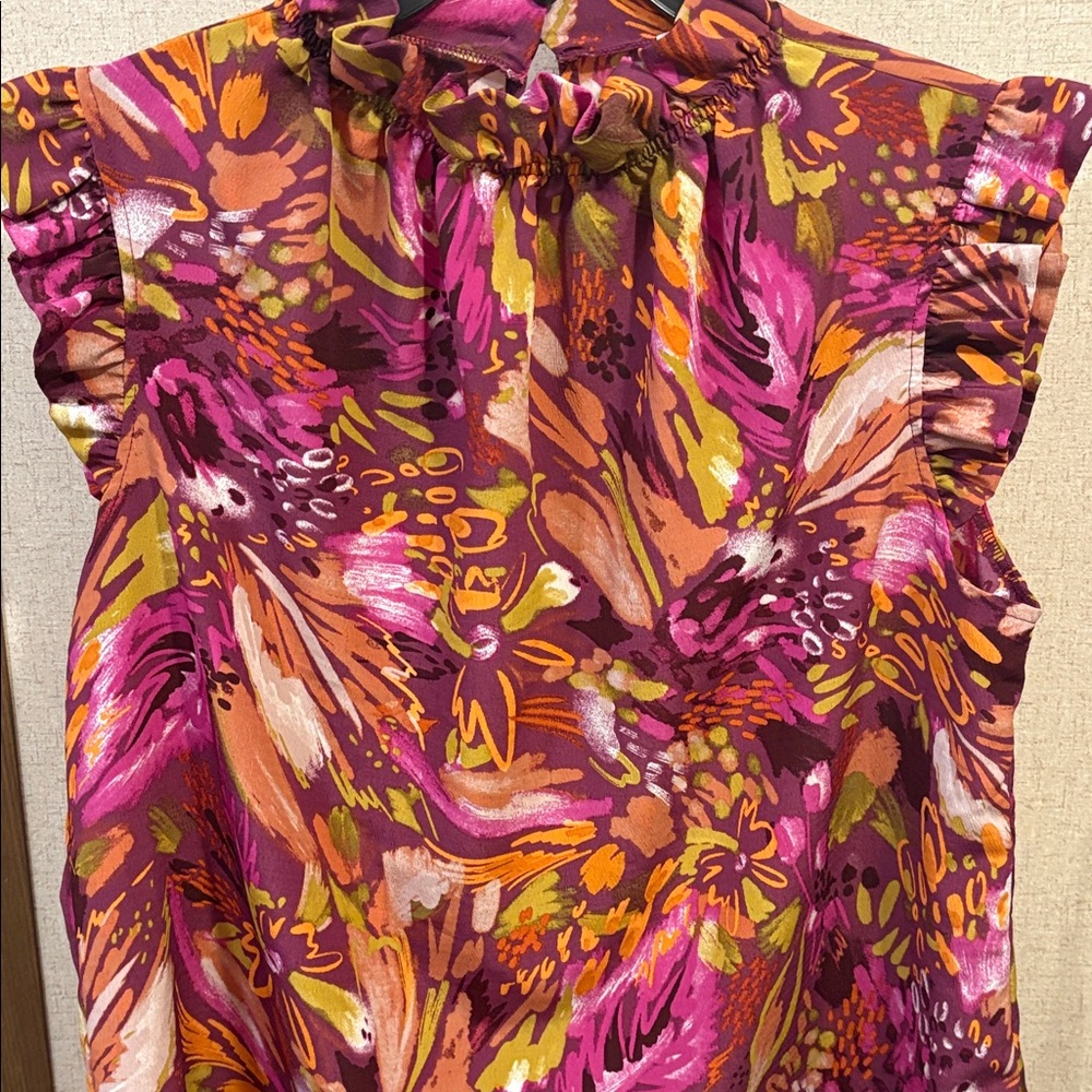 Vibrant Floral Ruffle Blouse